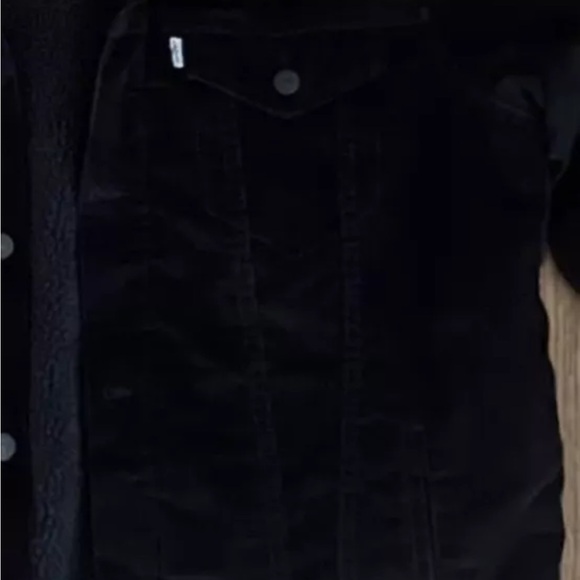 Levi's Black Corduroy Sherpa Lined Trucker Jacket Mens XL - Picture 5 of 12